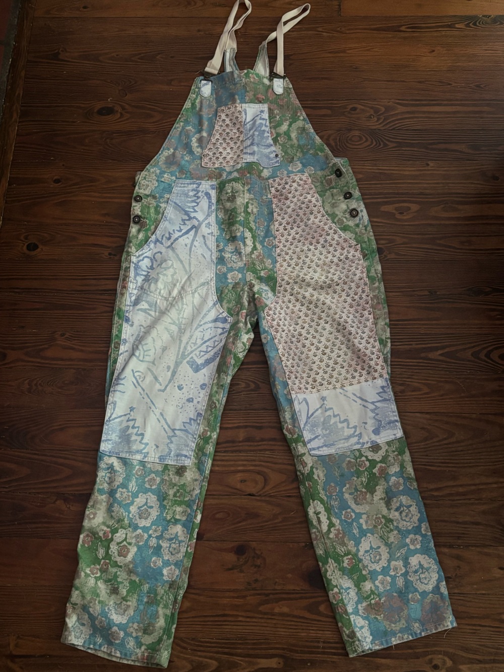 Anthropology Pilcro Patchwork Floral Overalls
